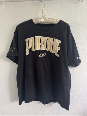 CHAMPION PURDUE UNIVERSTIY FOOTBALL TEE SHIRT EMBROIDERED LETTERS XL BOILERMAKER